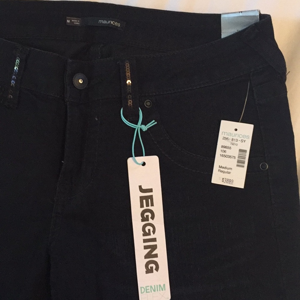 Black denim jeggings